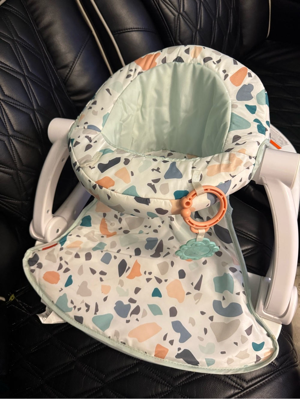 Fisher-Price Mint and Terrazzo Baby Activity Seat with Hanging Toys - Picture 3 of 5